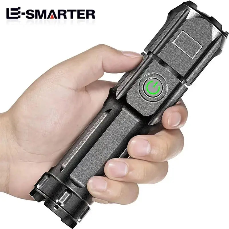 Telescopic Zoom Tactical Flashlights Rechargeable LED Torch 4 Lighting Modes
