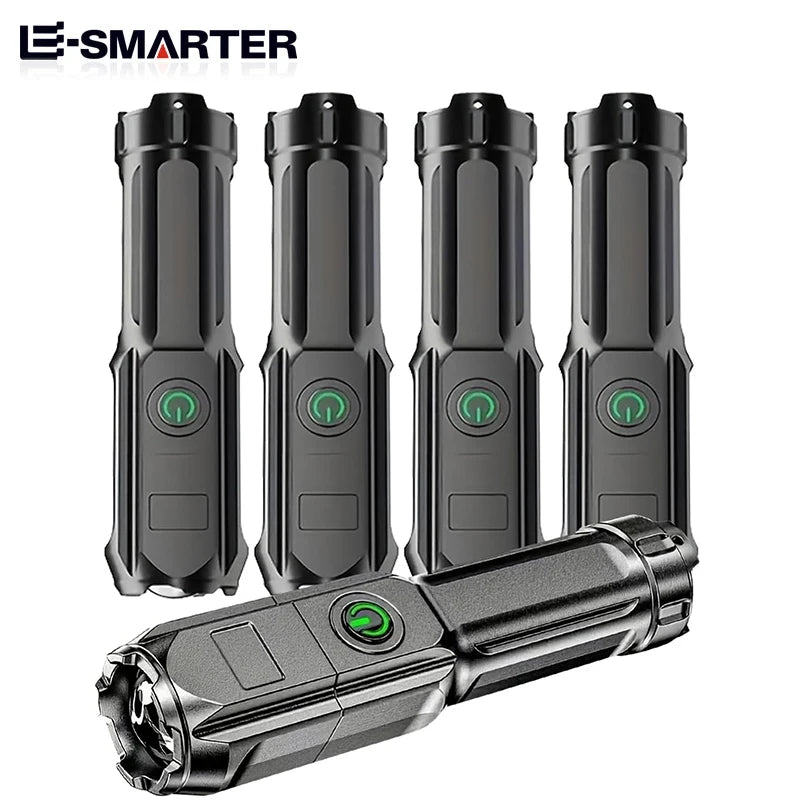 Telescopic Zoom Tactical Flashlights Rechargeable LED Torch 4 Lighting Modes