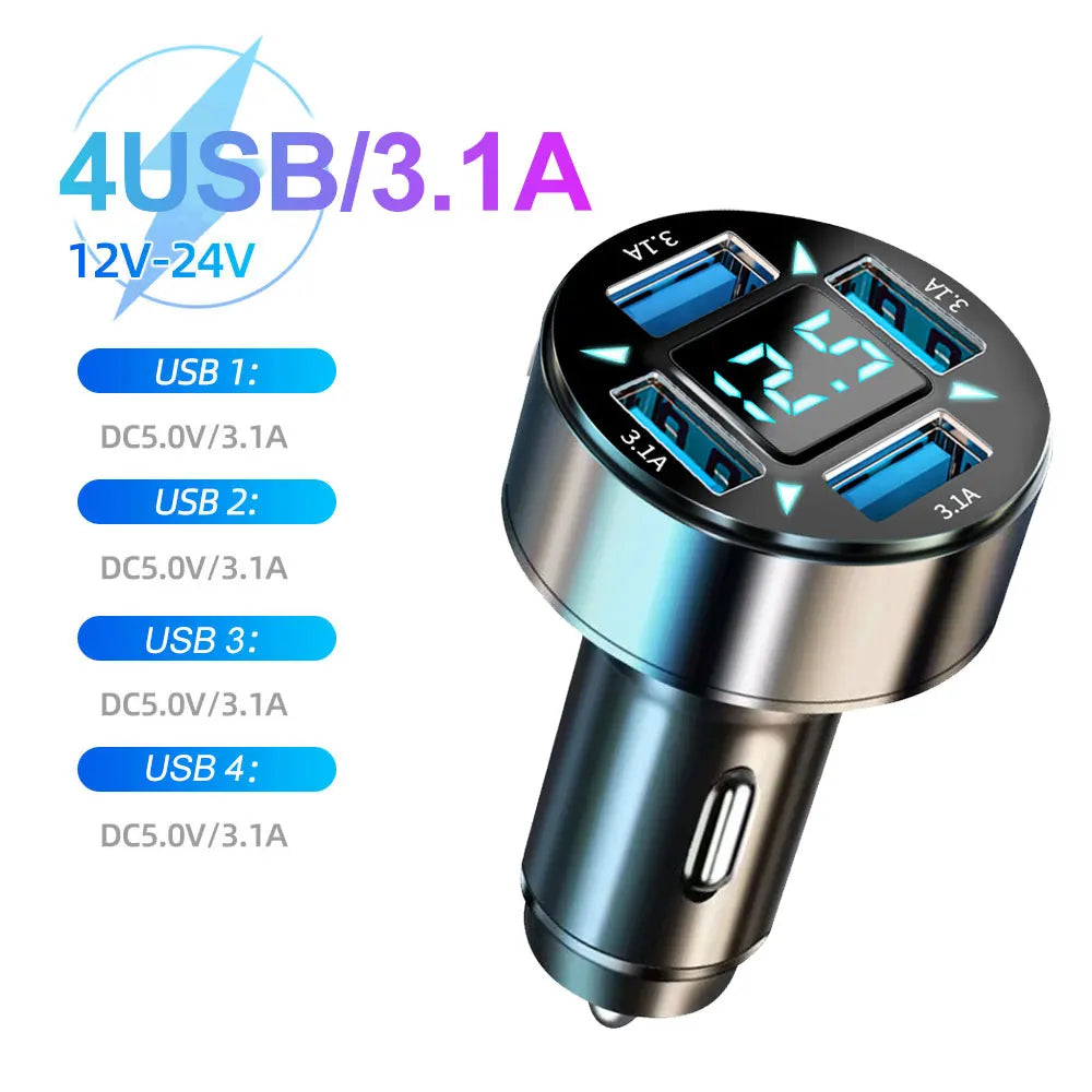 66-250W PD Car Charger QC3.0 Fast Charge One to Six Car Cigarette